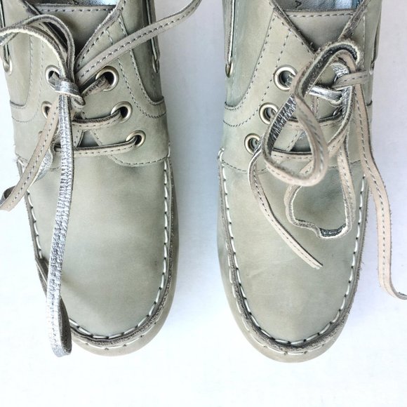 Balenciaga Gray and Green Wedge Booties with Moccasin Toe - Picture 5 of 11